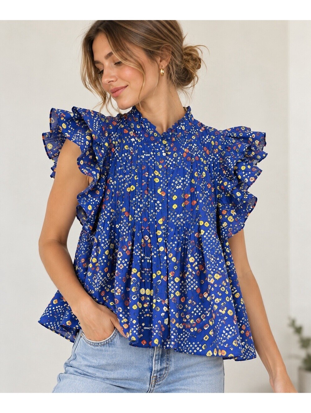 Oliphant Women’s Pintuck Ruffle Top